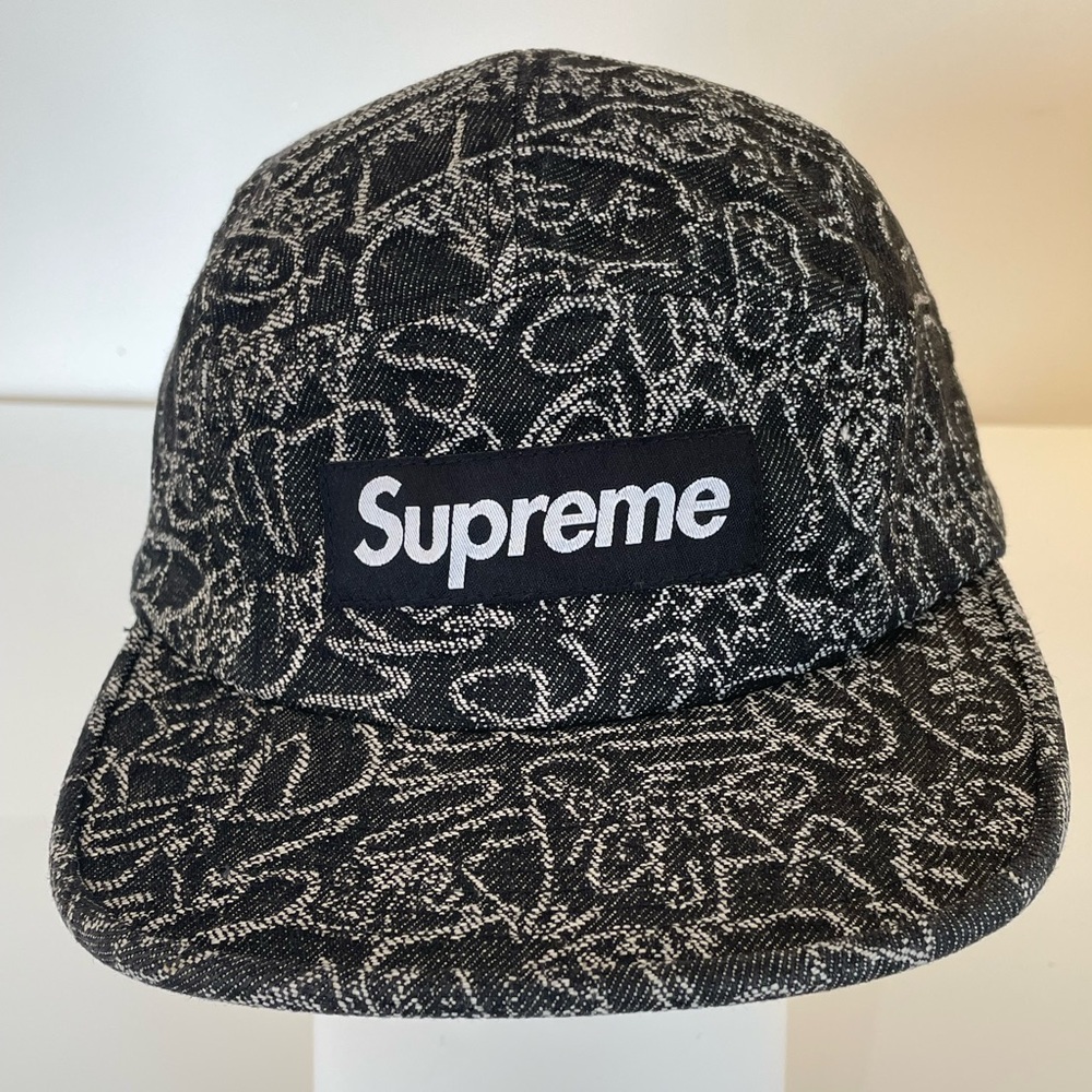 Supreme Handwriting Denim Camp Cap